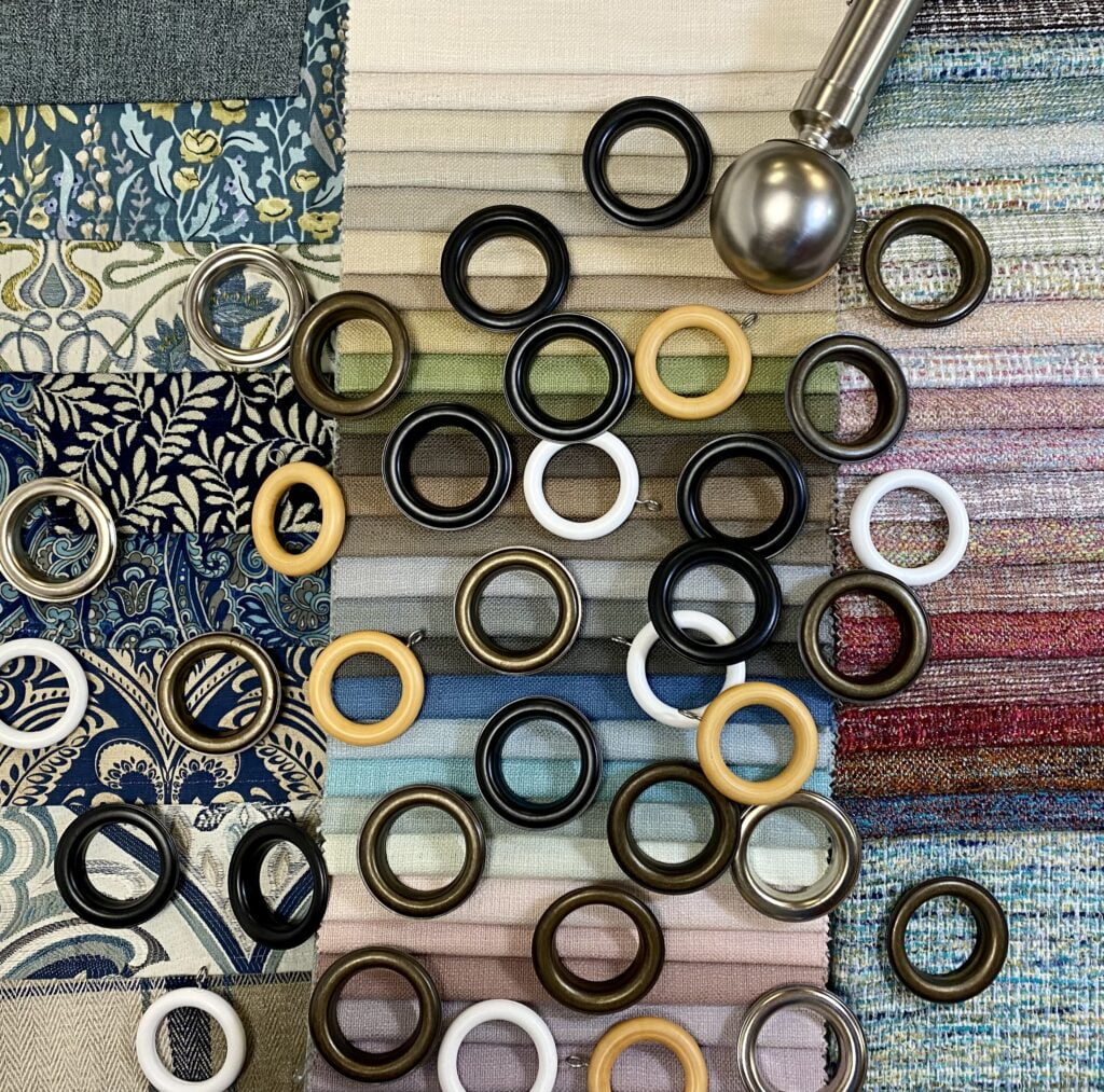 Curtain rings. Lindsay's Textiles. Blinds, curtains, net curtains, voiles. Warminster, Wiltshire