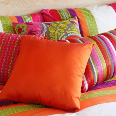 Colourful pillows and cushions. Lindsay's Textiles. Blinds, curtains, net curtains, voiles. Warminster, Wiltshire